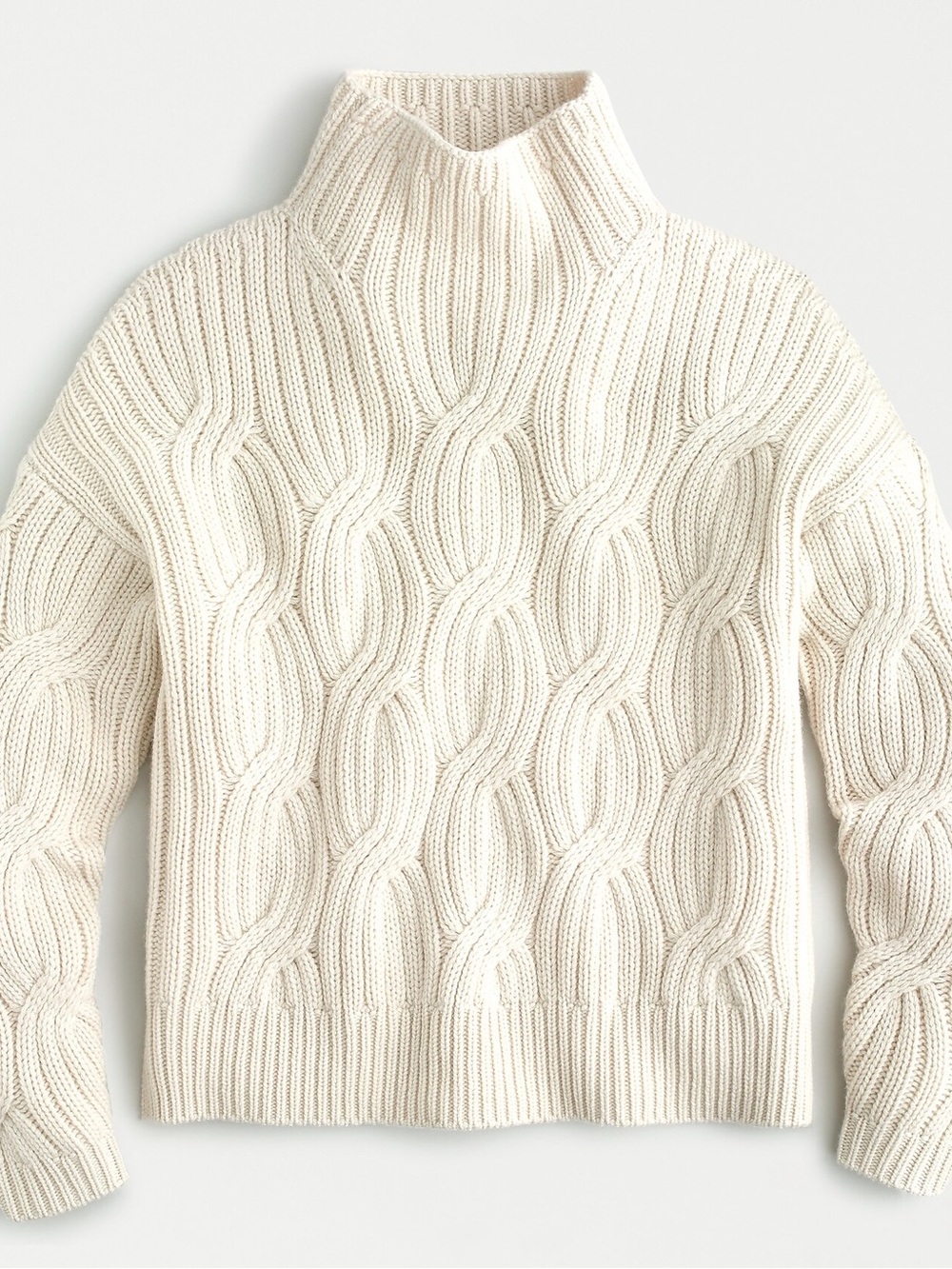 Jcrew Collection 100% Cashmere Cream Cable Knit Turtleneck Sweater